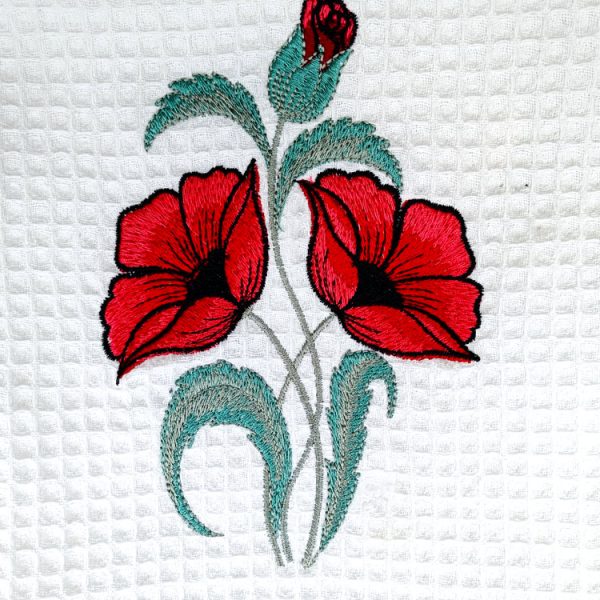 Red Flowers Tea Towel